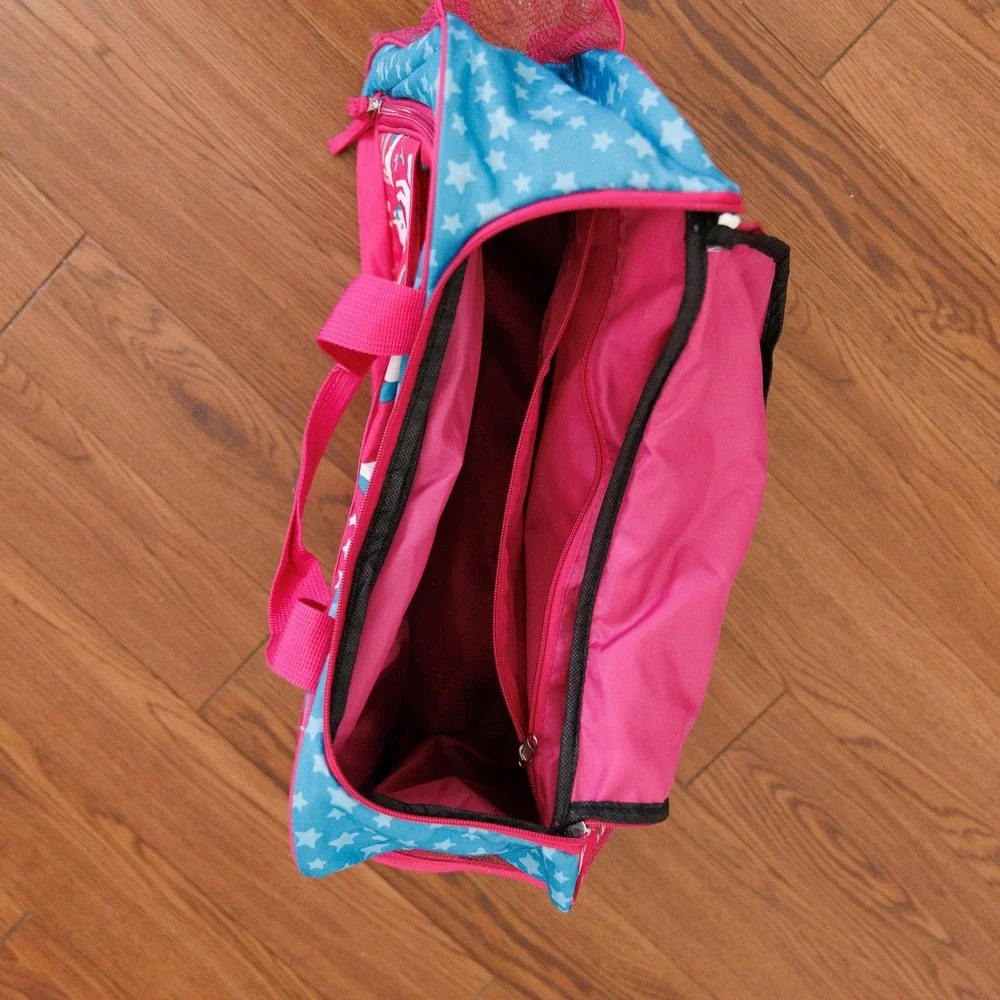 Pink Blue Unicorn Rainbow Star Kids Duffel Bag Travel Dance Sleepover Bag